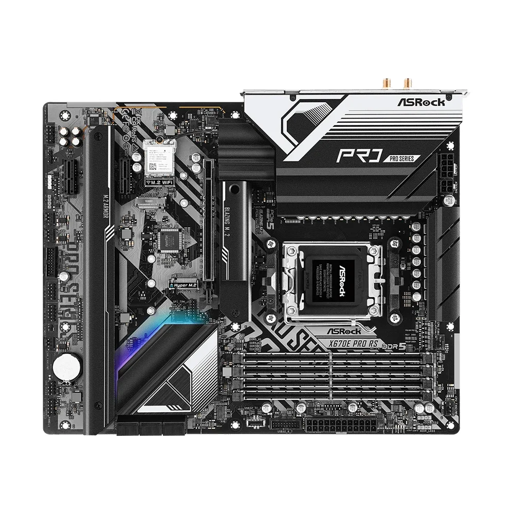 ASRock X670E PRO RS 마더보드 지원 7900X 7800X3D 7700 7600X 7500F CPU DDR5 7800MHz M.2 NVME PCIe 5.0 AMD X670 AM5 메인보드