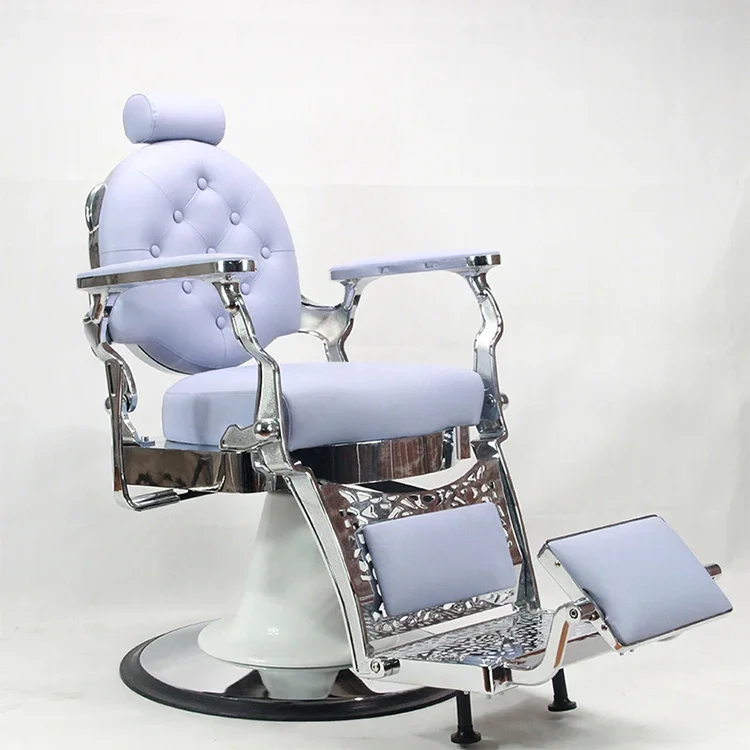 Modern Hair Barber Shop Salon Equipment Leather Beauty Salon Furniture Luxury Style Beauty Barber Chair Gold White Black Metal