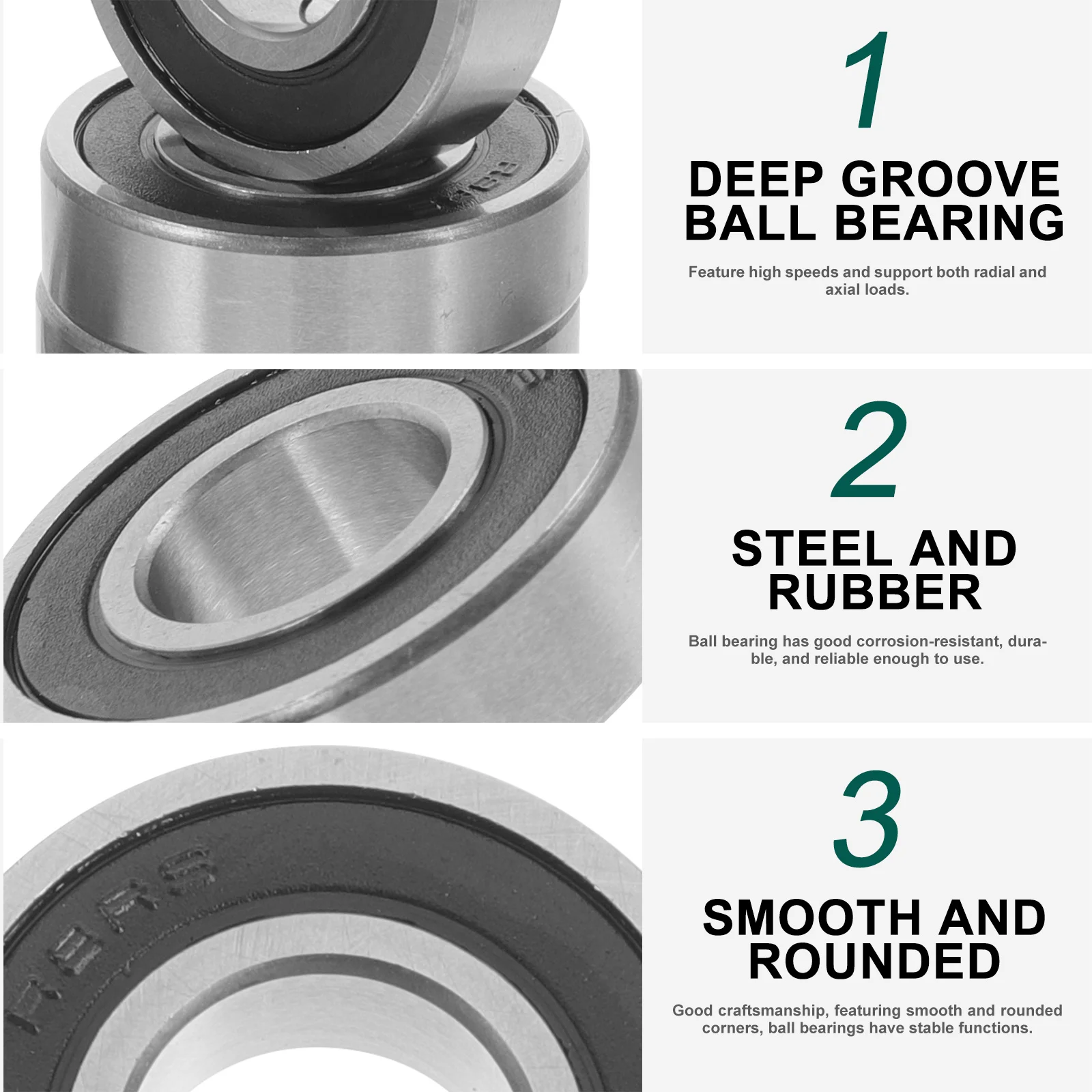 

10pcs Double Sealed Deep Groove Ball High Precision Small For Electric Motors Industrial Use Steel Rubber Bearings Skateboard