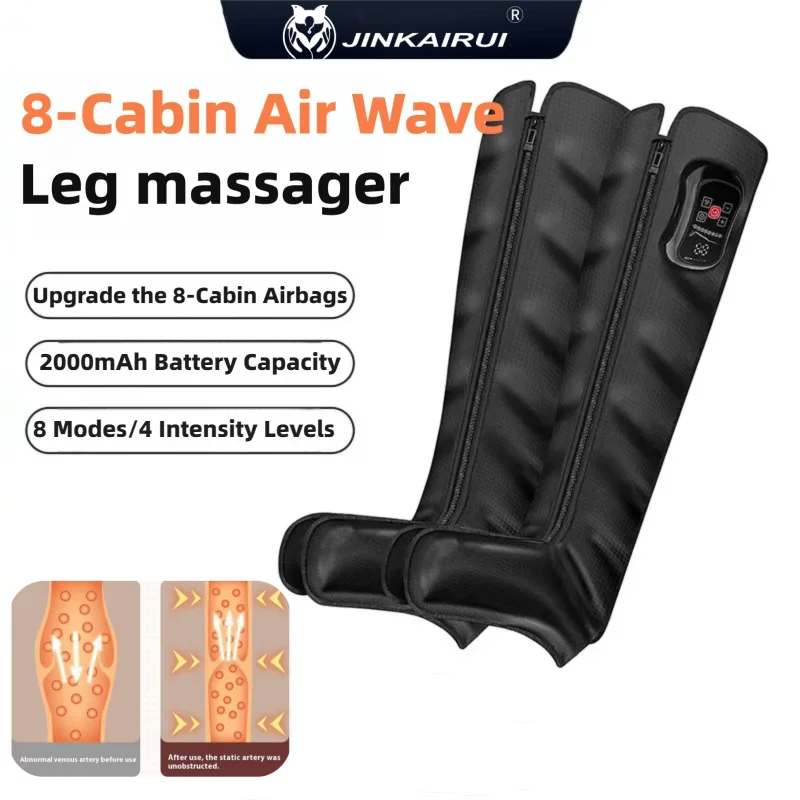 Jinkairui 8-Chamber Airbag Leg Massager Extended Air Pressure Pants Kneading Thigh & Foot Massager for Relaxation And Comfort