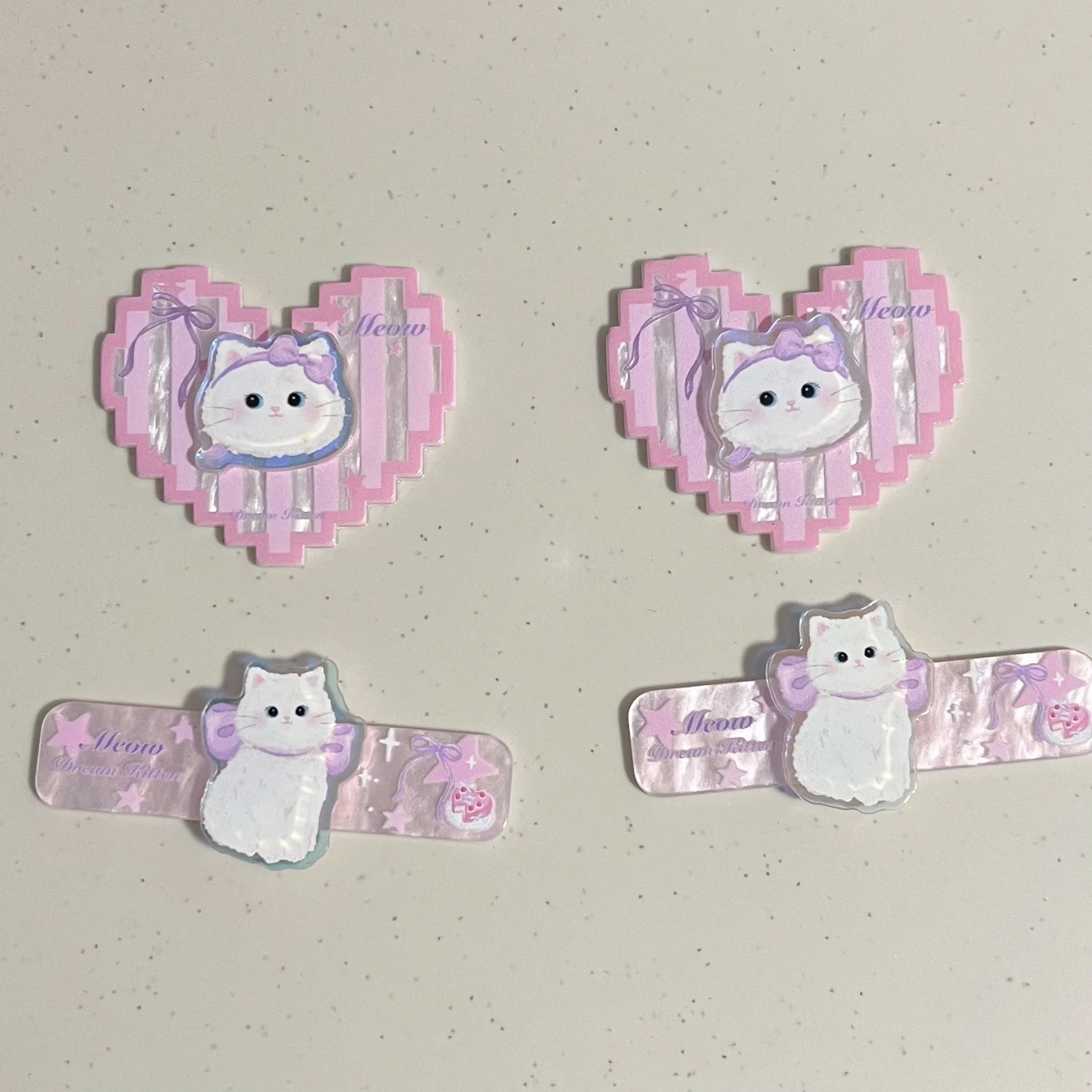 2pcs miniso cute pink cat love series cartoon acrylic flatback cabochons diy crafts materials jewelry making charms