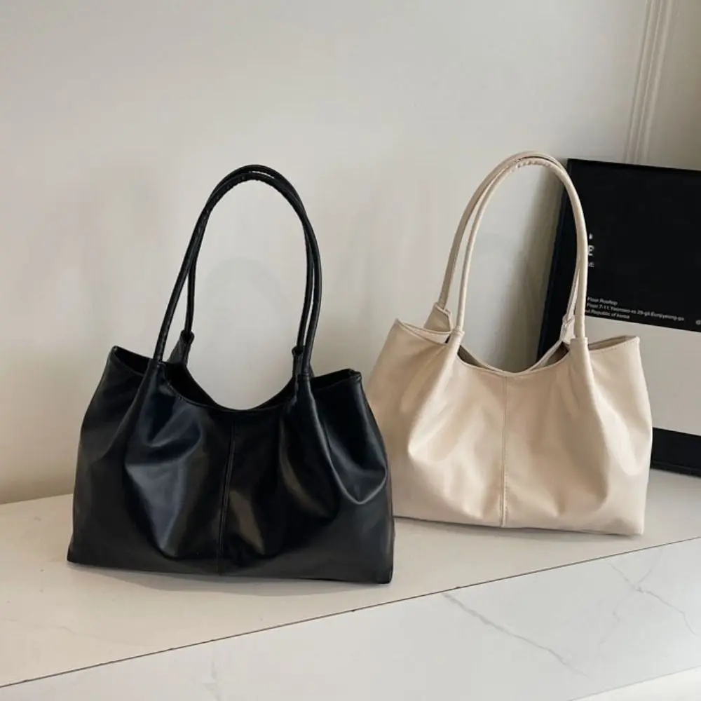 

Versatile Large Capacity PU Leather Shoulder Bag French Style Handbag Underarm bag Casual Solid Tote Bag Women