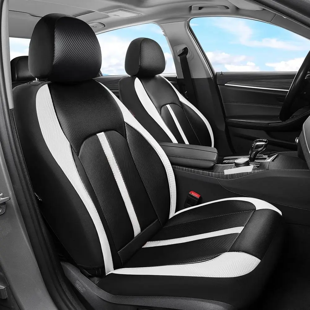 Universal Car Seat Covers for Front Seats - Carbon Fiber Style, Waterproof & Durable Weather Protection for Sedans, SUVs, Trucks