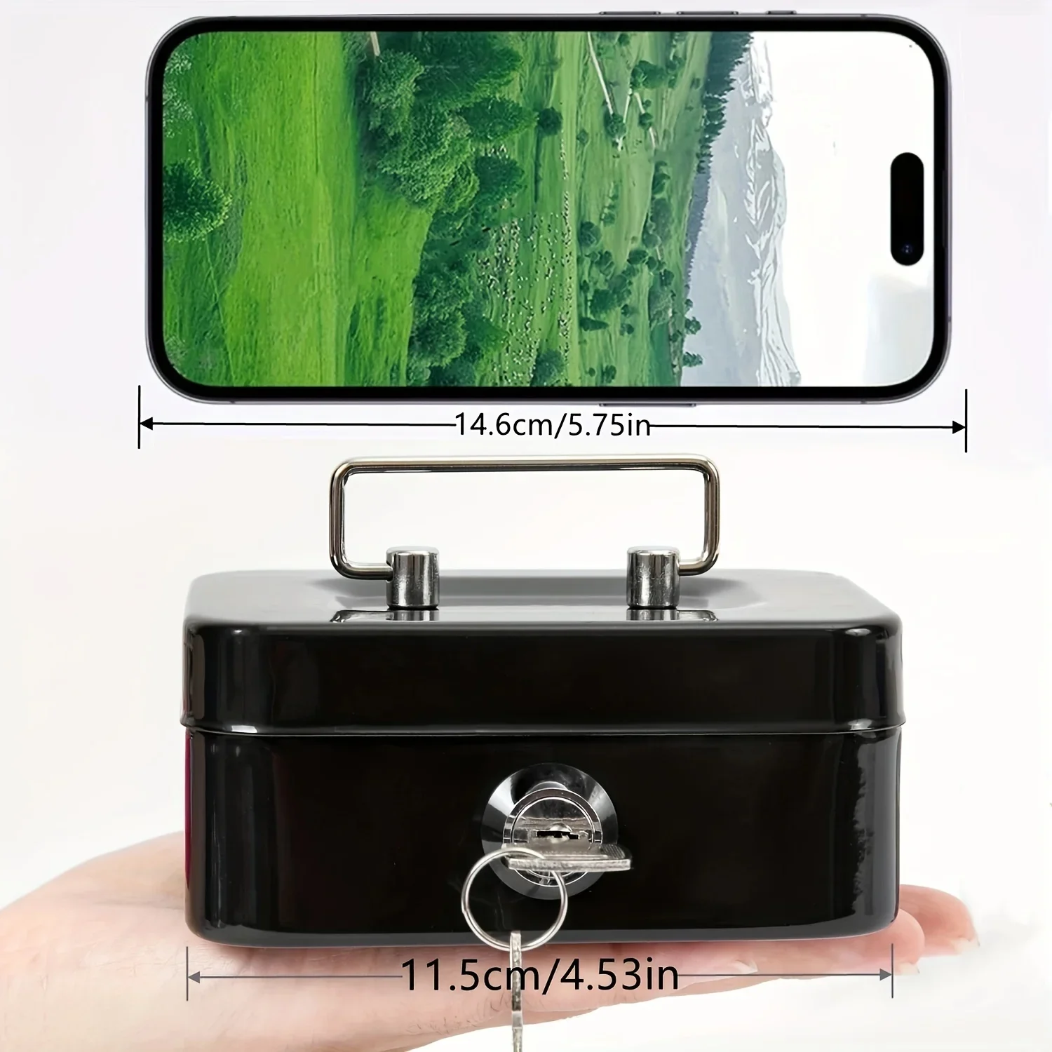 Money Safe Box Lockable Cash Box With Key,Portable Piggy Box Made Of Metal Small Security Lock Box Sturdy Coin Boxes For Kids