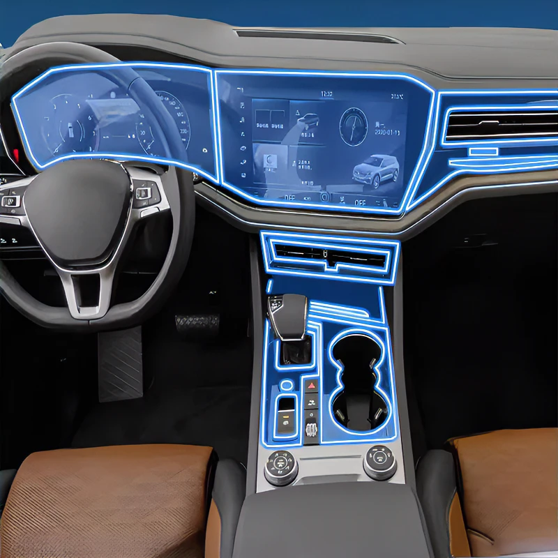 Film de protection transparent anti-rayures pour tableau de bord multimédia de navigation pour Touareg 2019-2025 – Modification