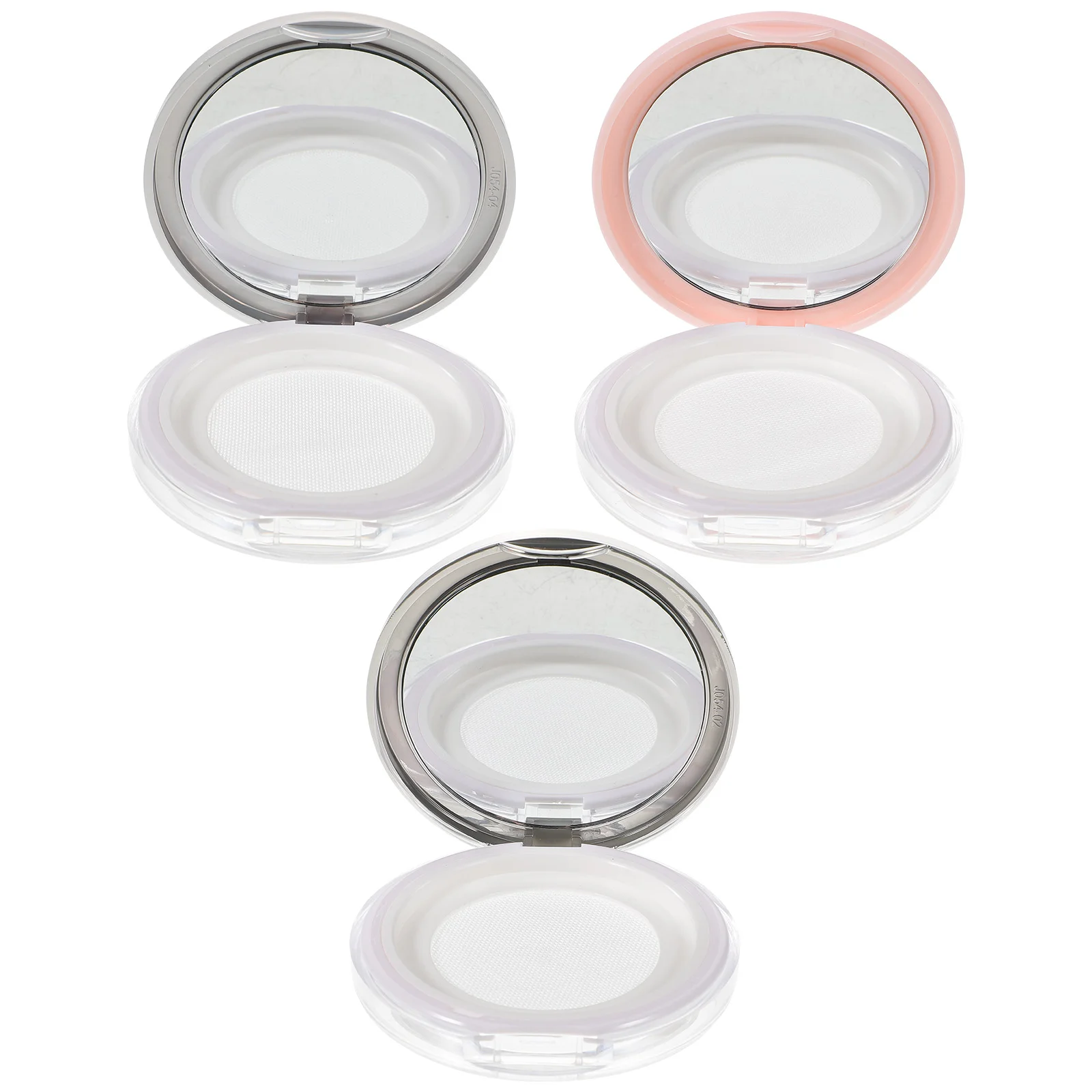 

3 Pcs Powder Box with Mirror Empty Container Case Puff Loose Compact Travel Body and Puffs Stylish Holder Pack