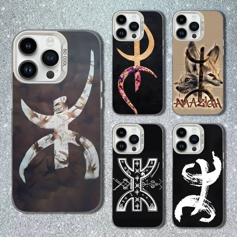 

B-Berber Flag A-Amazigh Phone Case For iPhone 13,15,14,16,12,11,Mini,MAXXS,Pro,SE, White Matte Shockproof Cover