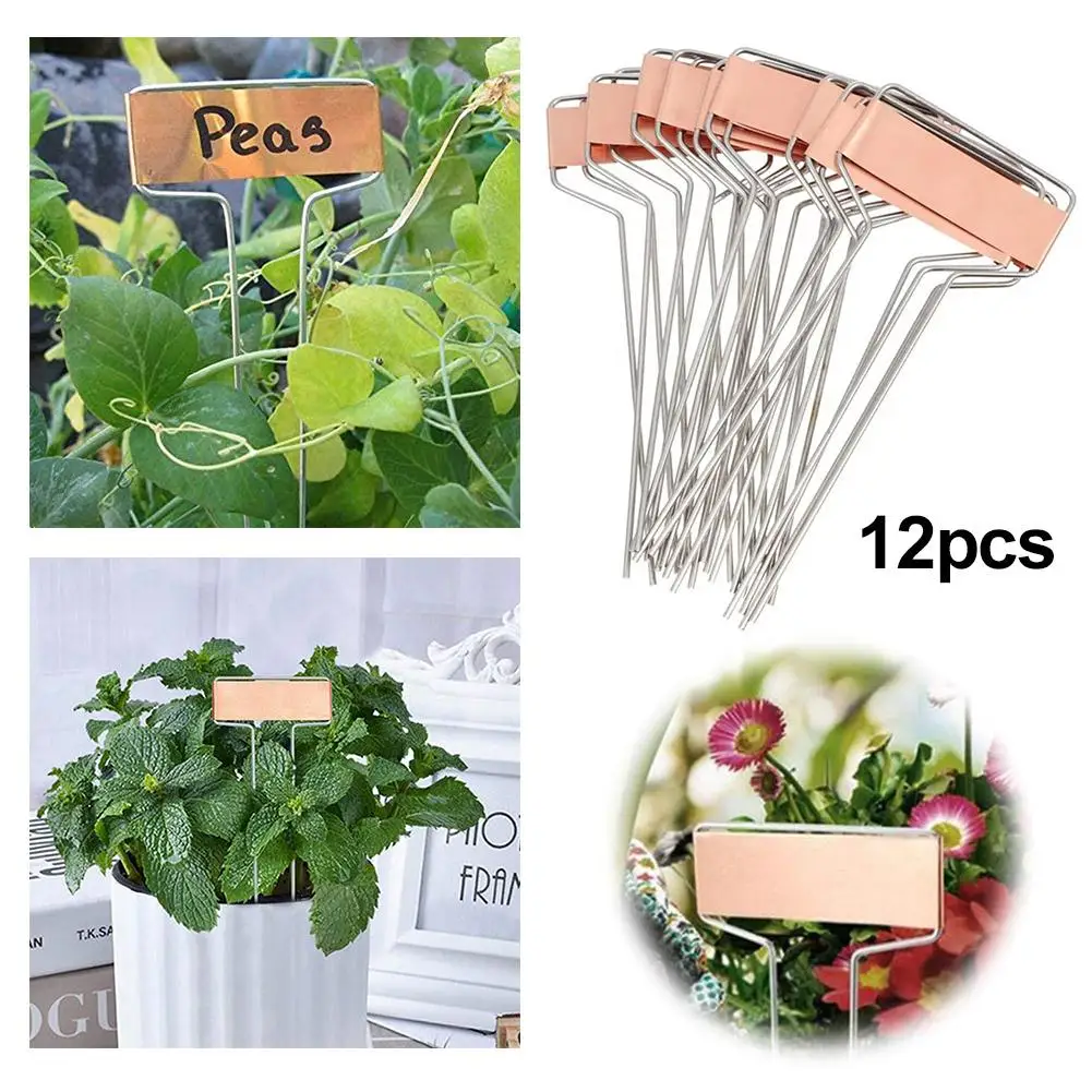 

12pcs Metal Plant Tag Label Inserts Sign Weatherproof Herbs Signs Nursery Tag Seedling Gardening Flowers Marking Marker O4D4