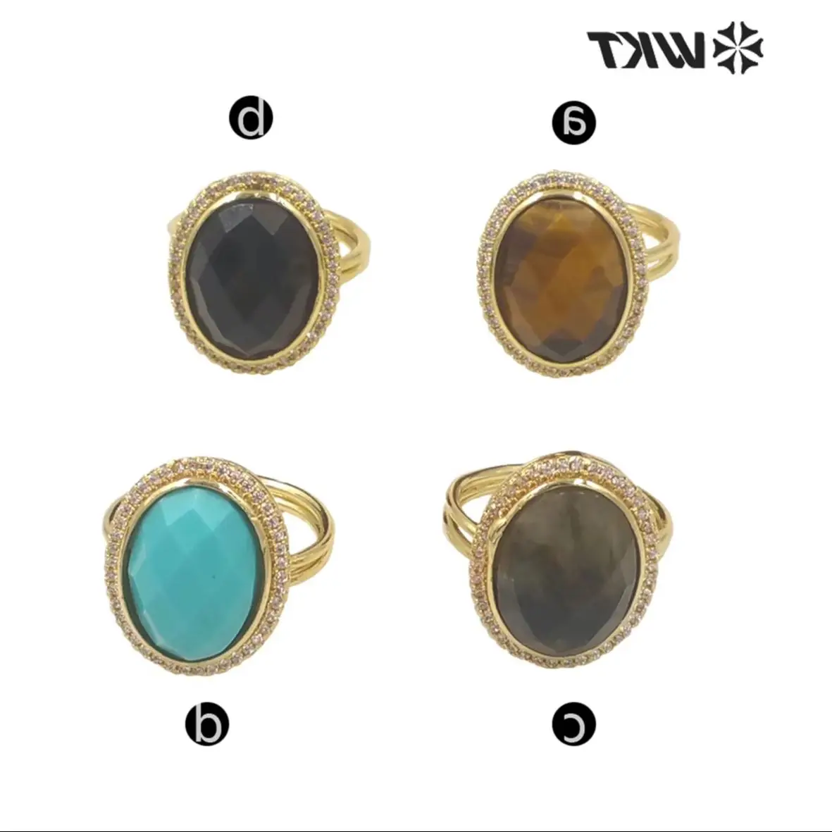 

WT-MR024 WKT 2023, милый стиль, натуральный камень и циркон, кольцо на палец, модное кольцо, регулируемое, популярное