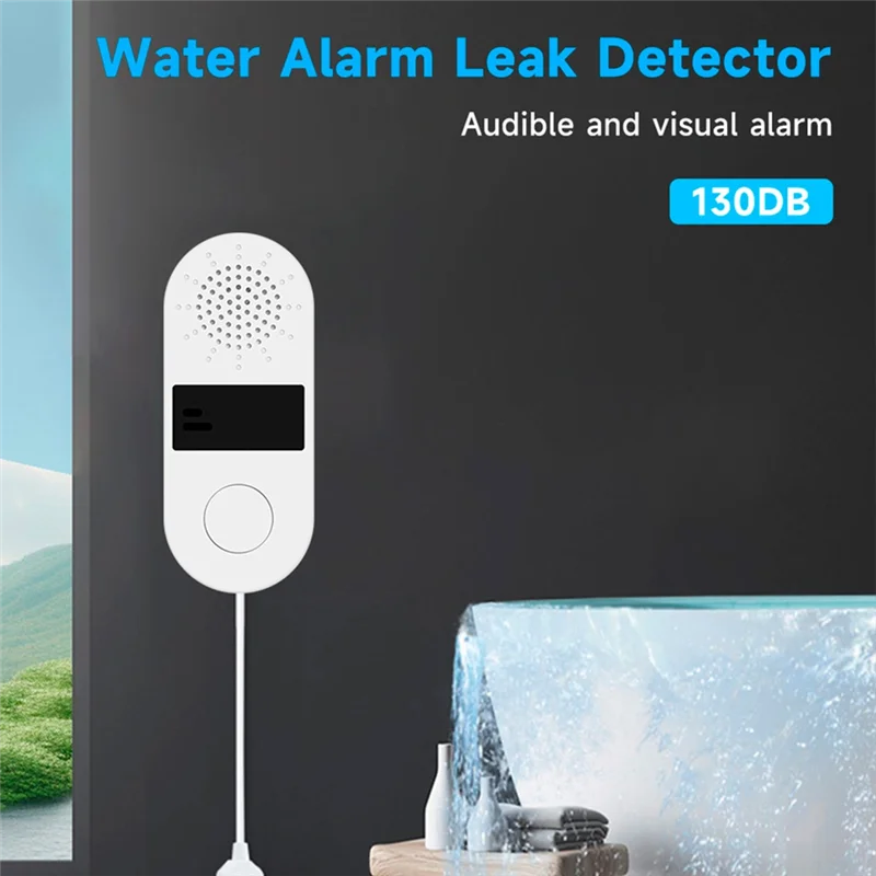 

-A99Z Tuya 2.4Gwifi Water Leak Detector With Sound Light Alarms 130DB Water Leak Smart Home Water-Alarm Sensor App Control