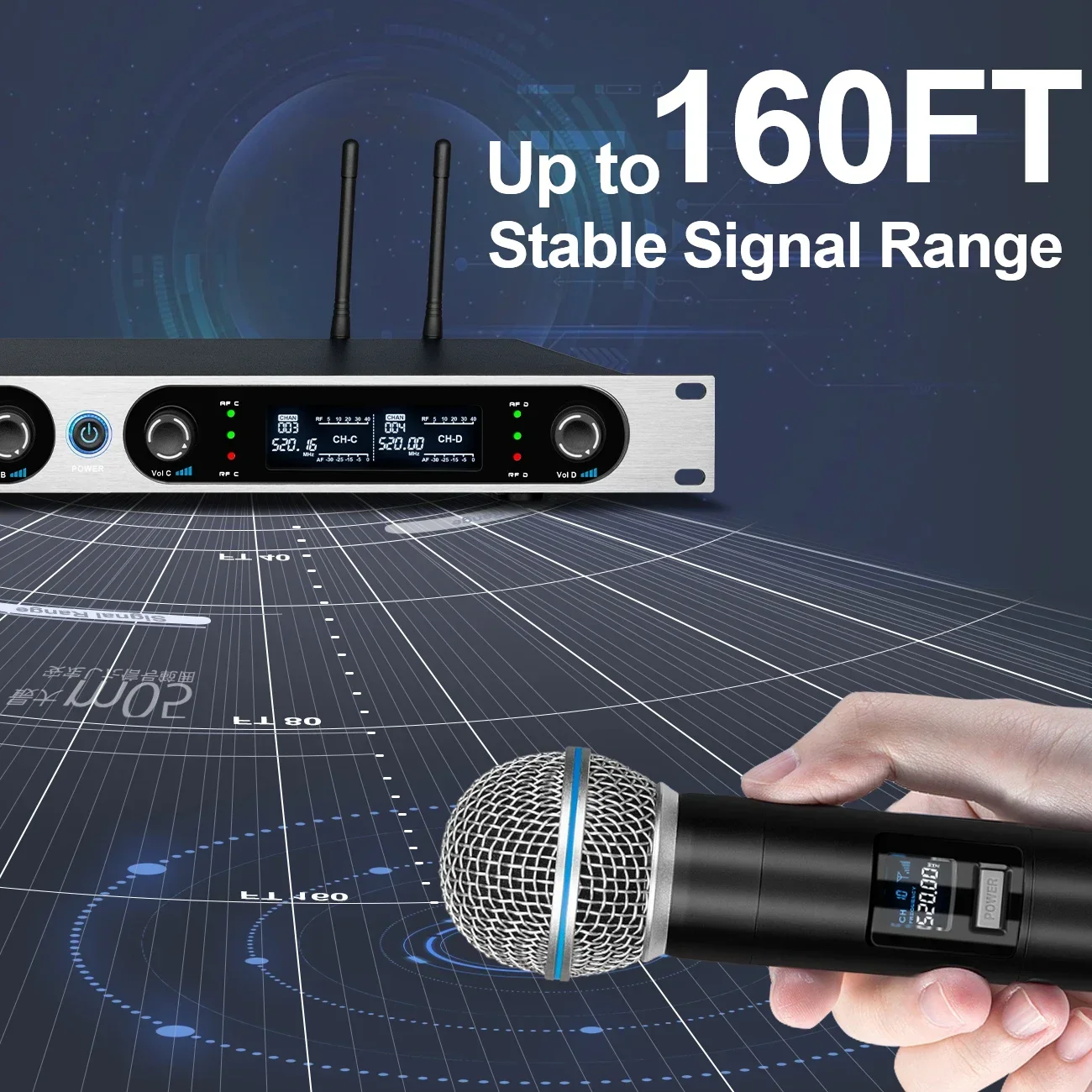 

D400 Professional Handheld Transmitter Wireless Microphone And UHF Wireless Receiver For Singing Outdoor KTV Stage