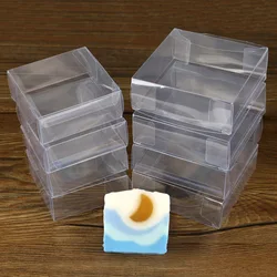 50pcs Square Transparent PVC Boxes Mini Handmade Soap Gift Box Biscuit Snack Wrapping Party Packaging Supplies