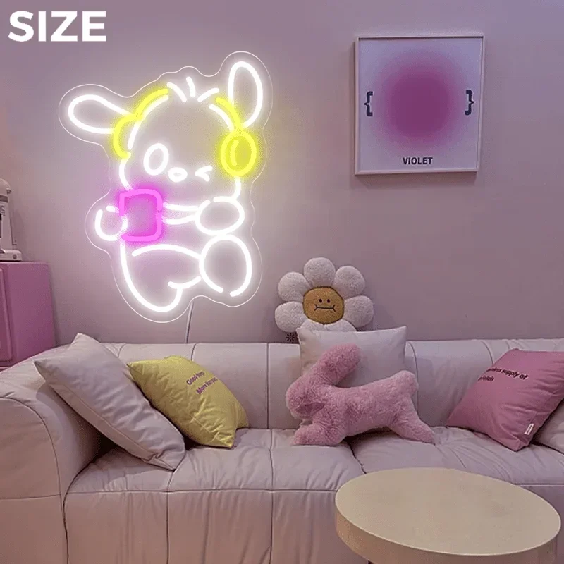 سانريو Pochacco النيون LED ضوء النيون عكس الضوء USB لغرفة النوم غرفة المعيشة متجر حفلة Kawaii ديكور جدران المنزل هدية للأطفال #5