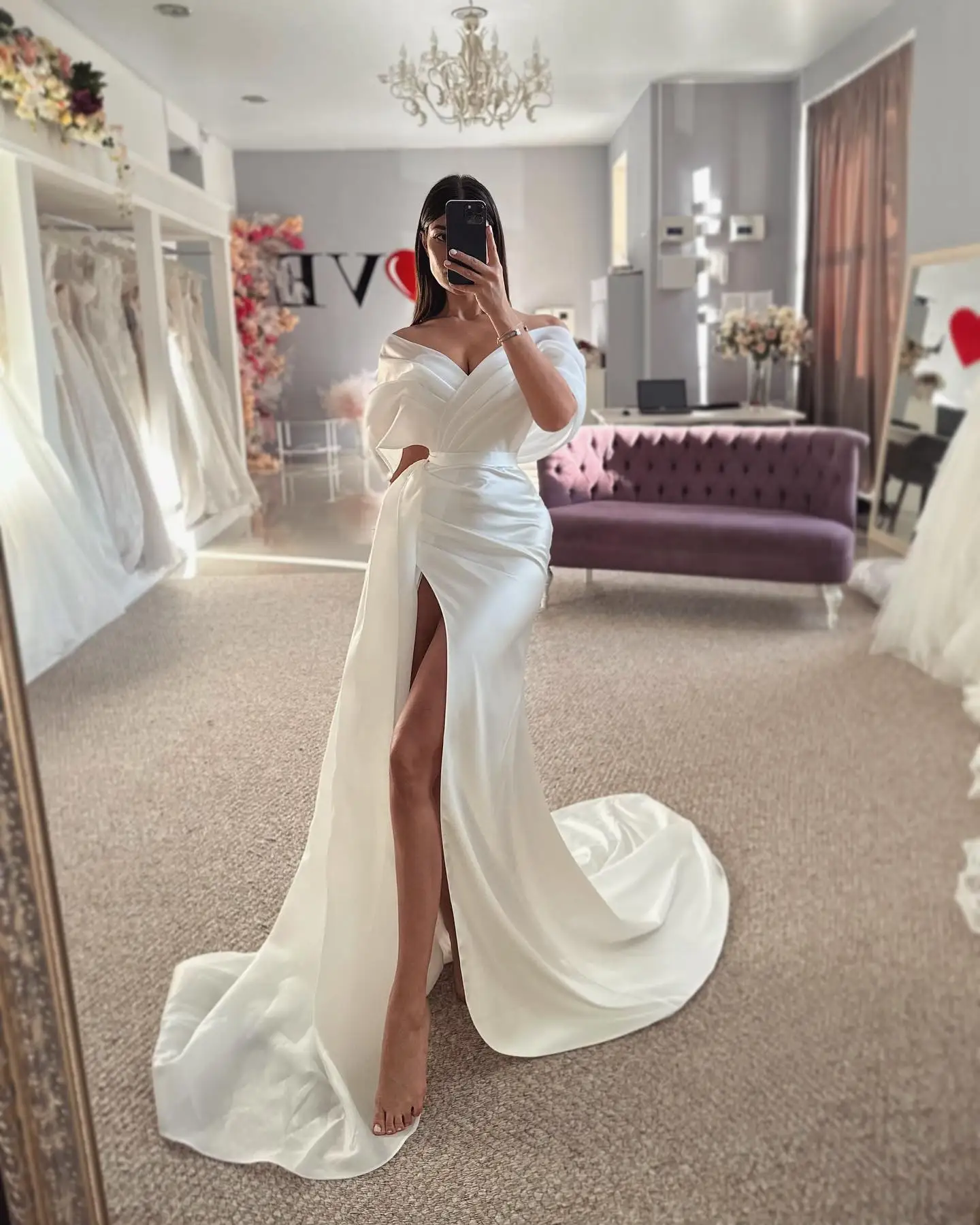 Sexy Off The Shoulder Sweetheart Sheath/Mermaid Wedding Dresses Side Slit Custom Made Formal Bridal Grown 2024 Vestido De Noival