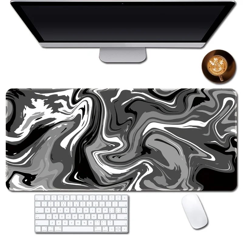 

Large Gaming Mouse Pad, 78.74x38.1 cm, Thickened Abstract Fluid Design, Anti-Skid Rubber Base, Washable Office Desk Mat
