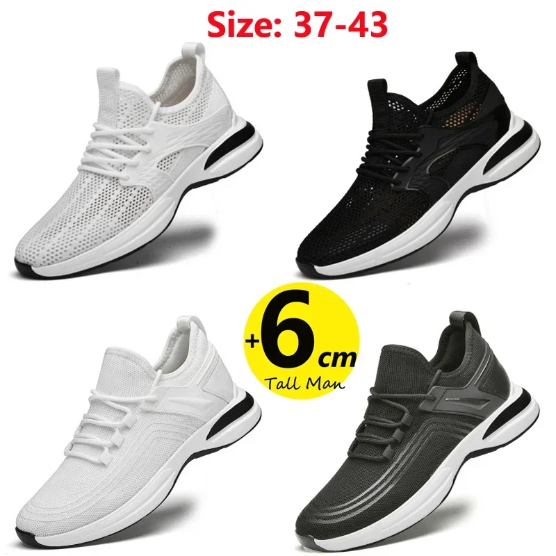 

Summer Elevated Shoes Booster Men Chunky Sneakers Lift Height Increase Insole 6cm Breathable designer shoes men