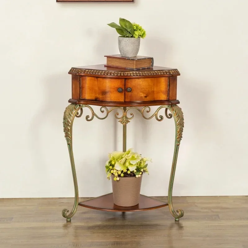 

A029 American retro solid wood three several French corner flower stand living room sofa coffee table