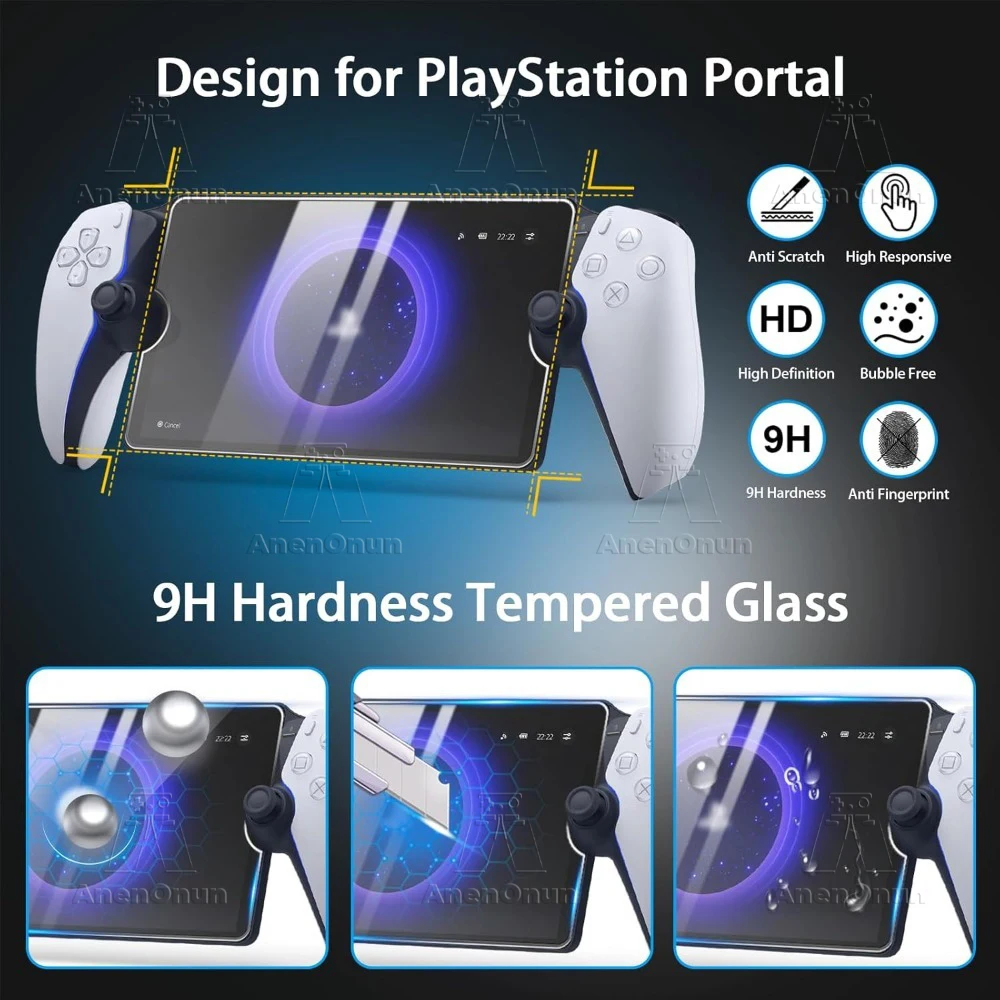 3 Pack PS Portal HD Screen Protector Glass 9H Hardness Anti-Scratch Anti-Fingerprint Bubble-Free 2.5D Curved Edge Tempered Film