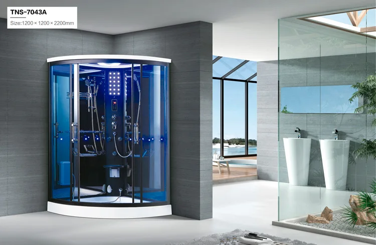 1200X1200X2150mm Sector-Shaped Bathroom Steam Shower Enclosure Computer Control Wet Sauna Room 7043A