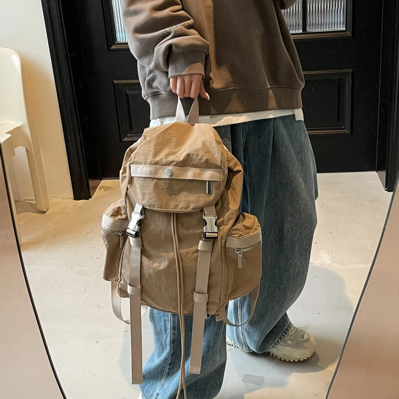 Casual Backpack Women Large Capacity Fashion Junior High School Student Pleat Schoolbag Travel Backpack рюкзак женский тканевый