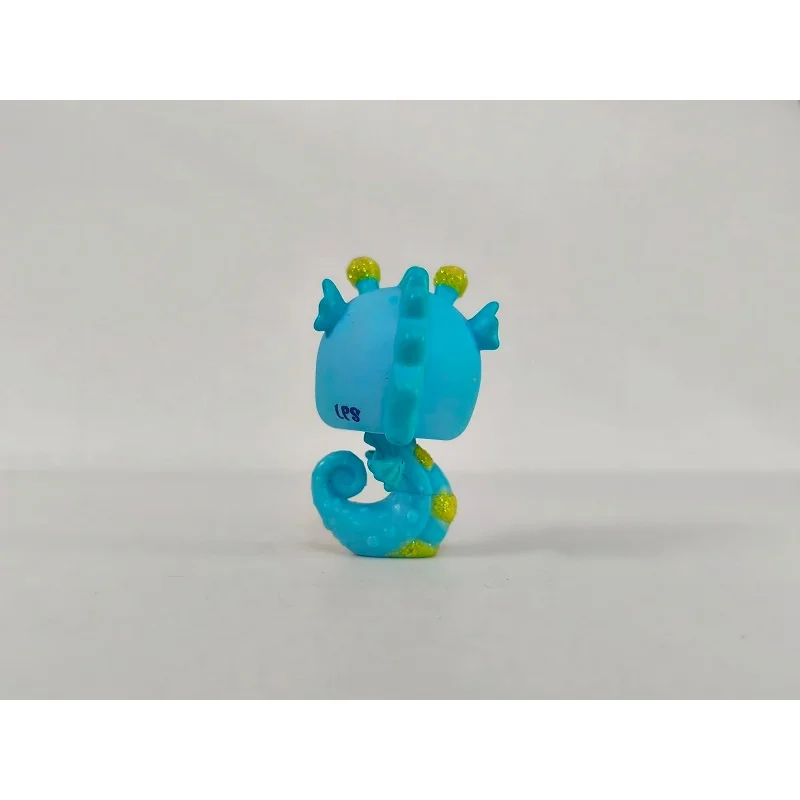 Figurine LPS paillettes hippocampe bleu vert # 2214 Mini jouet pour animalerie