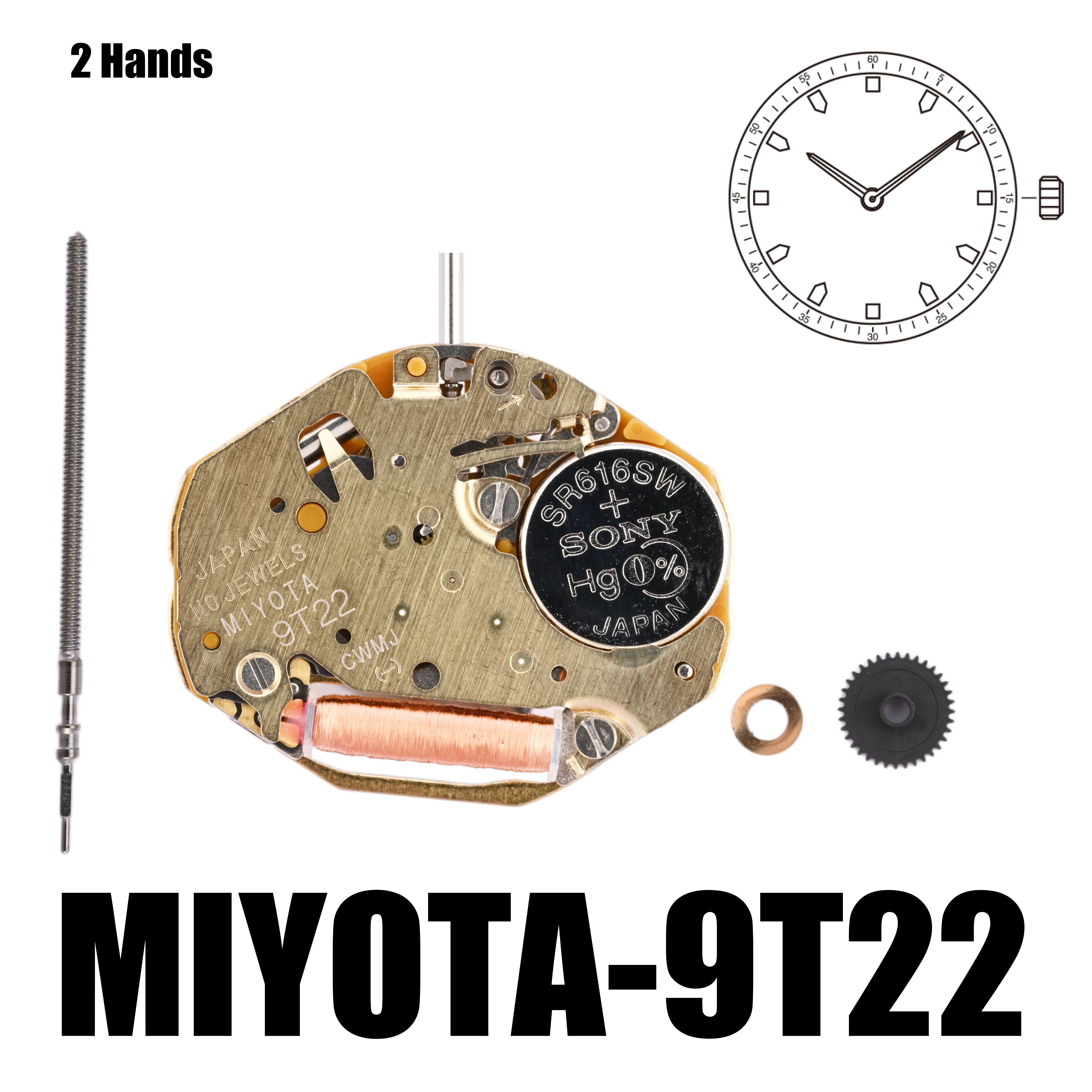 MYIOTA 9T22 Slim｜Movements Super slim movement. Perfect for designs with an ultra-thin profile. Size: 6 3/4×8'''; Height: 1.9mm