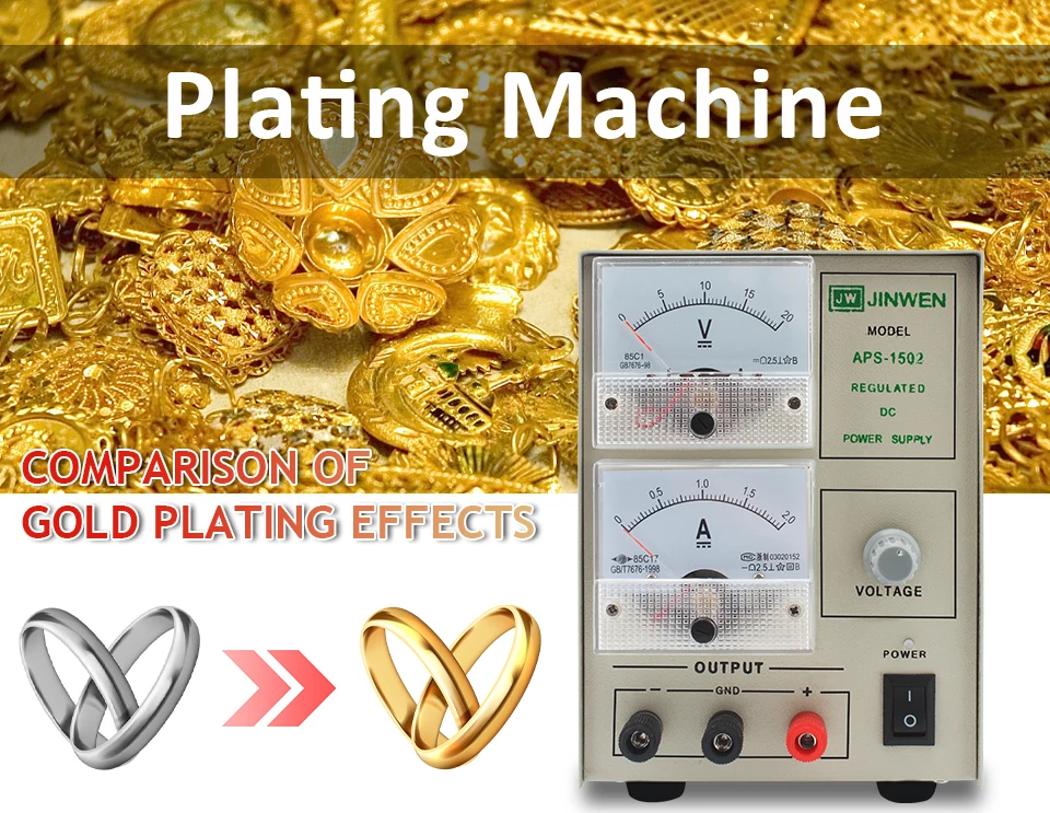 Jewelry Electroplating Machine Adjustable Voltage Gold Silver Plating Tool for Jewelry Making, Repair and Metal Finishing