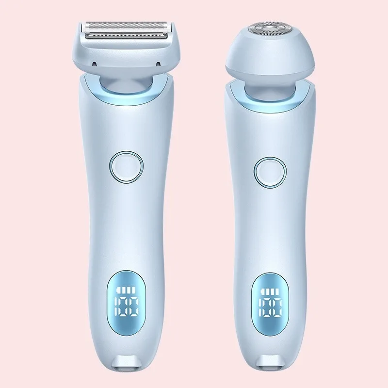 

2in1 Electric Bikini Hair Removal Rechargeable Painless Lady Body Epilator Shaver waterproof display