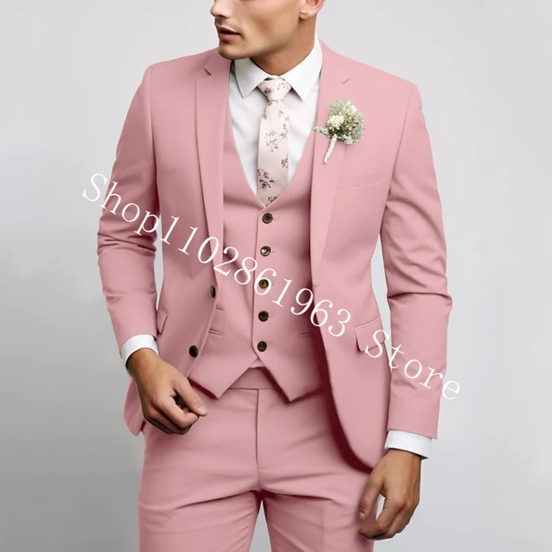 3 pezzi abiti maschili abiti da sposa eleganti verdi per uomo formale Best Men Blazer Slim Fit sposo smoking giacca Costume Homme