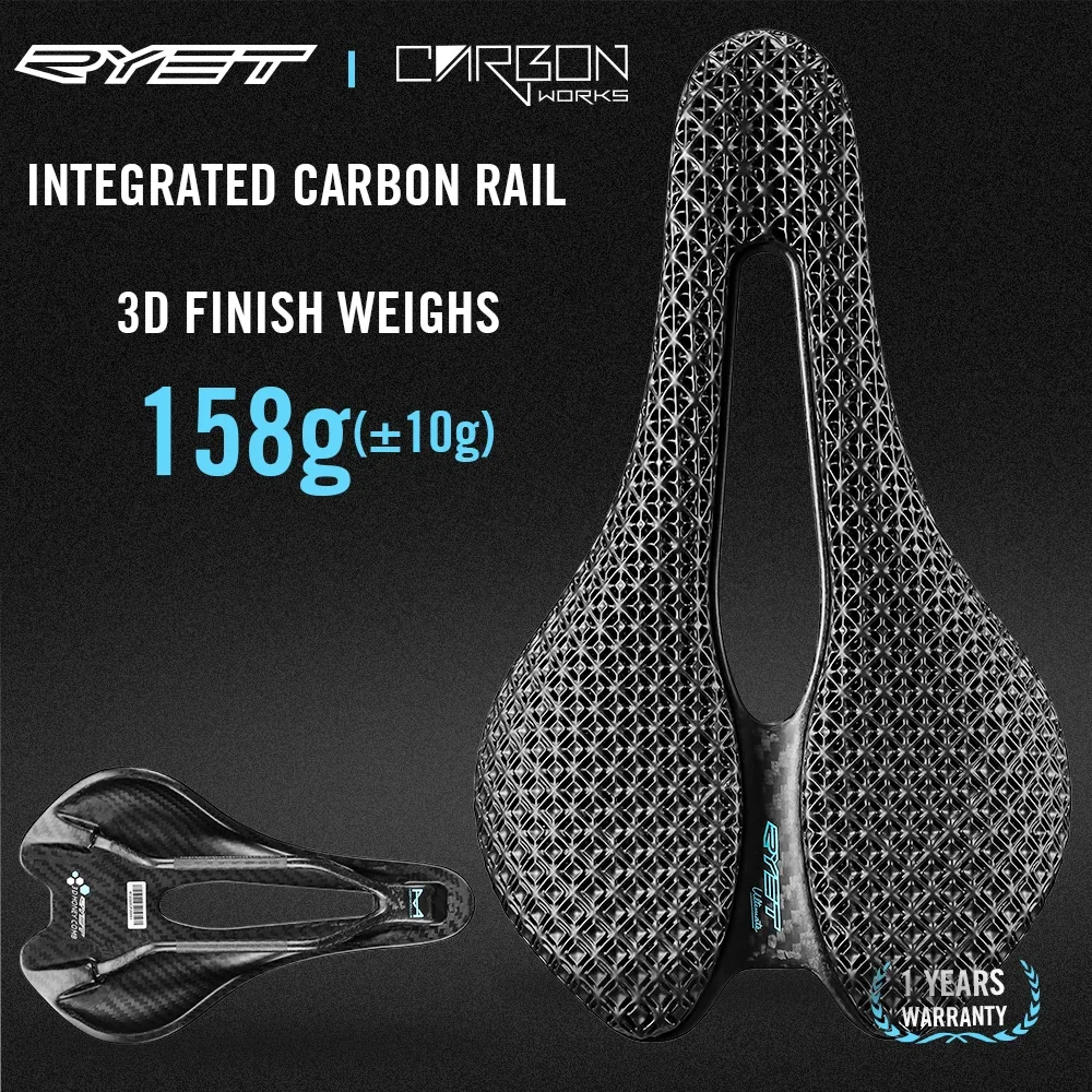 RYET Ultralight Bicycle Saddle 3D Printed Saddle Carbon EVA 245x145mm Bike Seating for MTB Gravel Road Bike Saddle Bicycle Parts