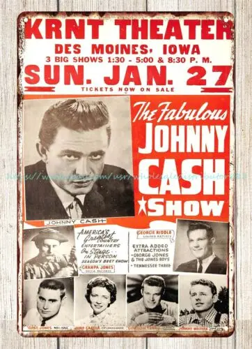 1963 Johnny Cash Roadshow Concert Poster metal tin sign reproduction s