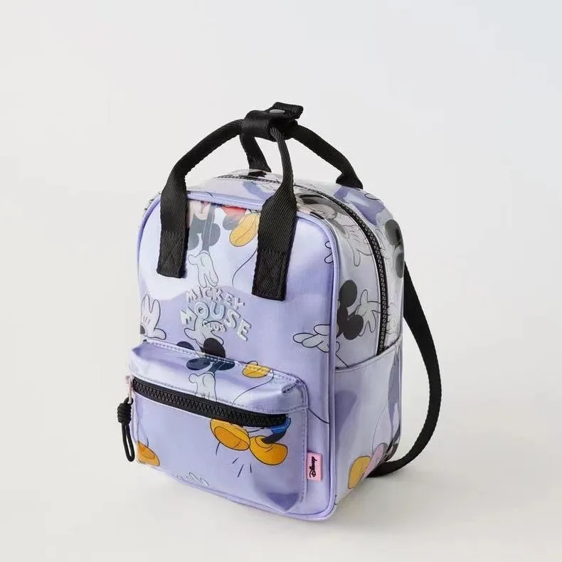 New Mickey Full Print Purple Backpacks Child Casual Fashion Cute Light Two-shoudler Bags Girls Cartoon Mini School Bags