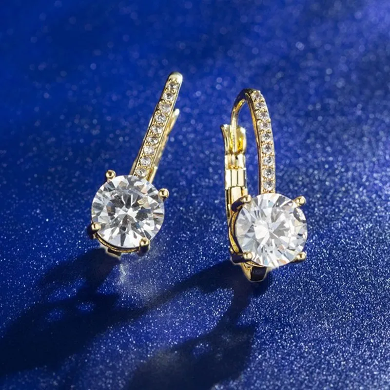 Trendy 14K Gold Plated Earrings 2023 Silver Hoops 925 Dangle Earrings for Women Lever Back Moissanite Earring Drop Girls Jewelry