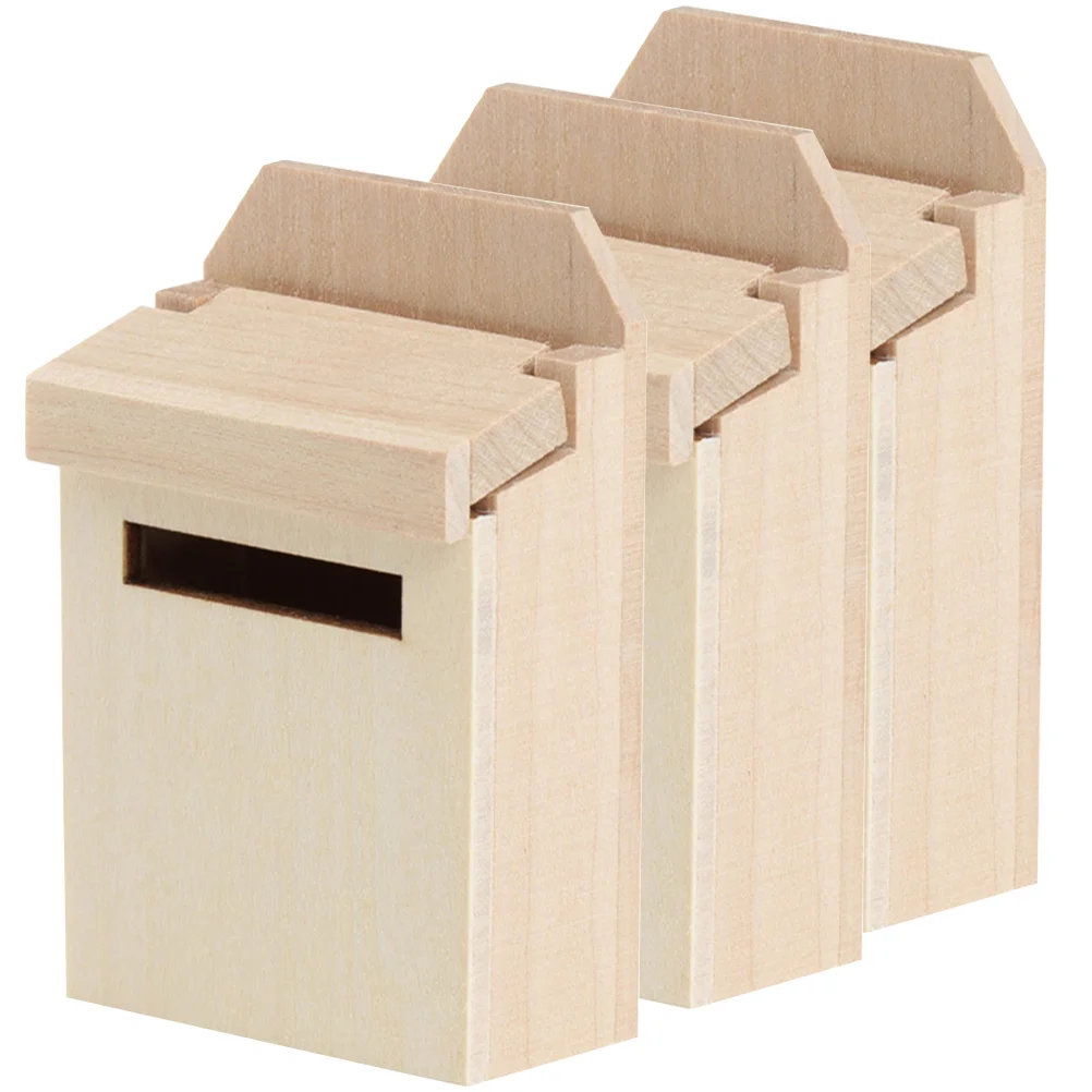 

3 Pcs Mini Mailbox Toys for Babies Children House Decor Pocket Delicate Miniature Wooden Supply Desktop Supplies