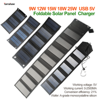 9W 12W 15W 18W 25W Foldable Solar Panel  Charger Mobile Power Bank Photovoltaic Plate USB 5V Outdoor Emergency Power Supply