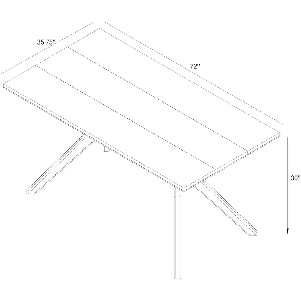 Plank+Beam Verso Rectangular Dining Table, 72 Inch Solid Wood Kitchen & Dining Room Table, Minimalist Table for Dining Room