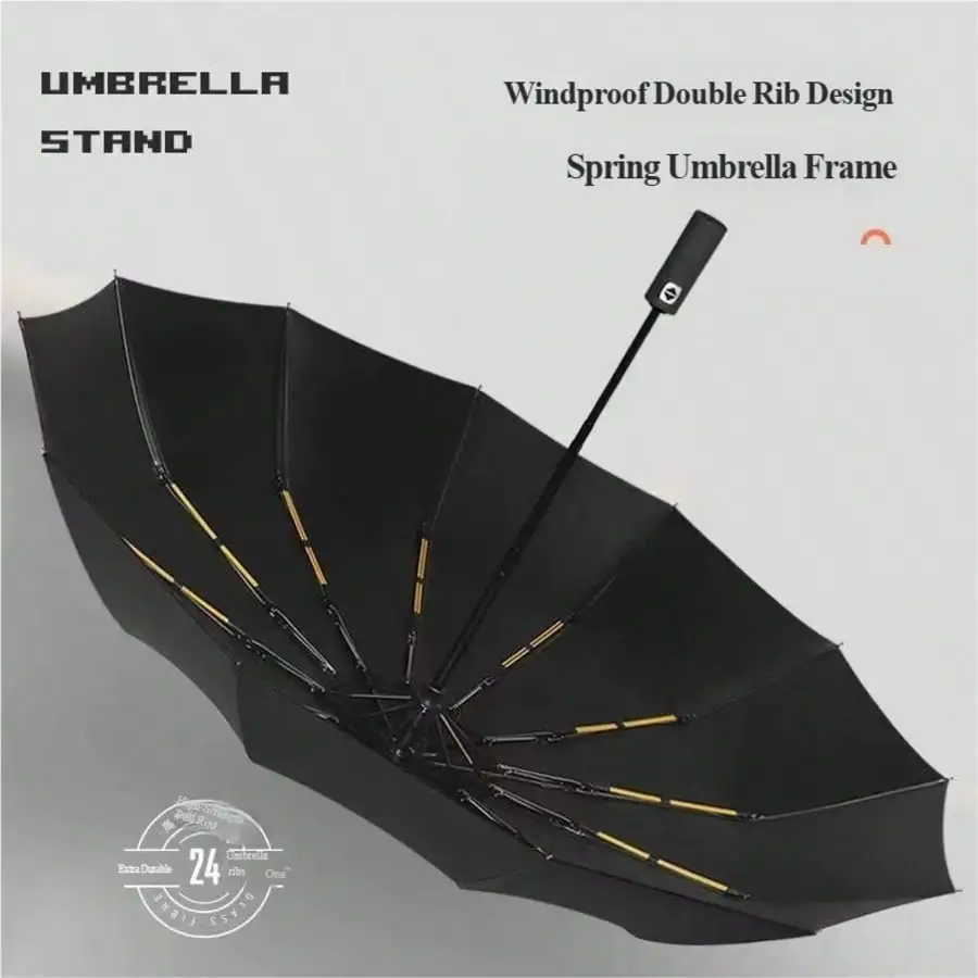 Kawaii Confused Cat Print Automatic Umbrella - Portable Folding Sunshade with Anti-UV Coating, Windproof & Waterproof for Daily view 5