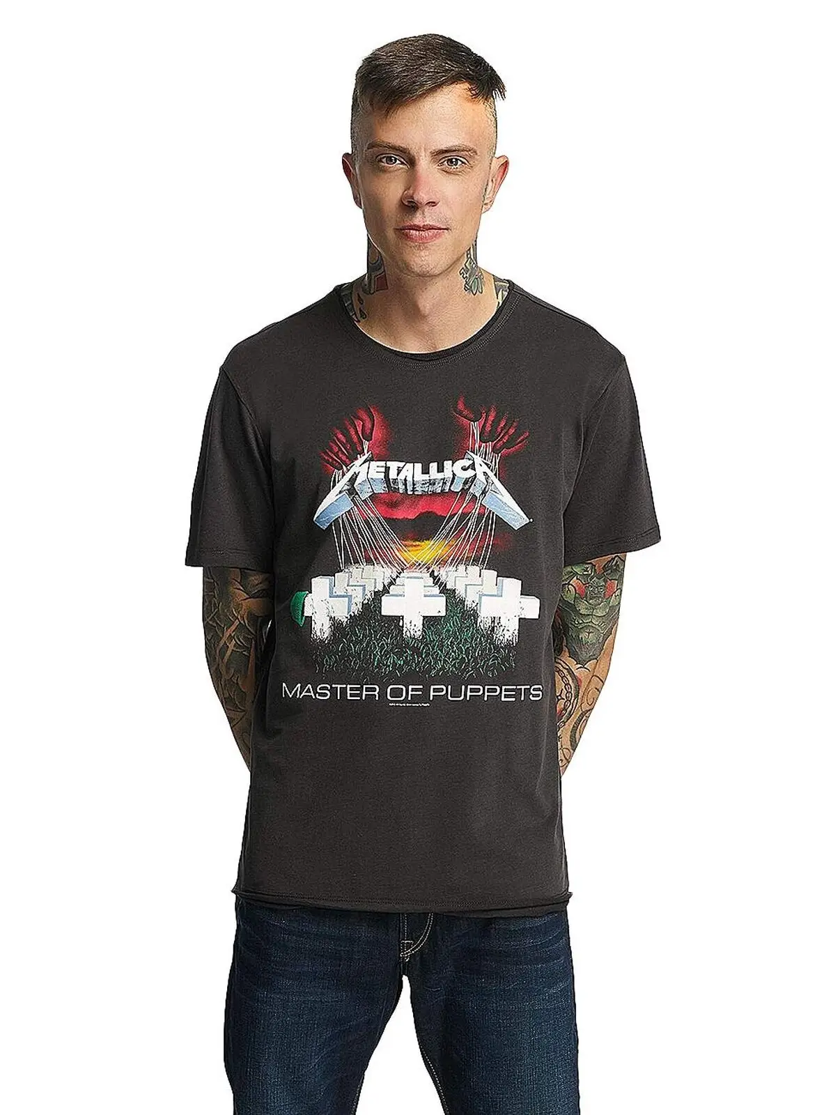 Amplified Men\'s Master of Puppets  T Shirt S Grey Charcoal