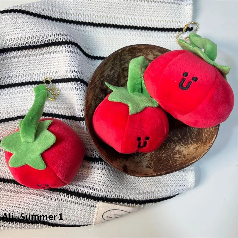 1/2 PCS Cute Funny Tomato Fruit Plush Doll Stuffed Toy Keychain Pendant Bag Hang Charm Decor Birthday Reward Gift Couple Keyring