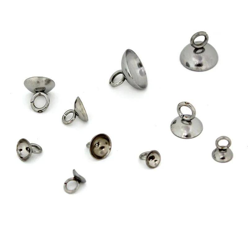 20Pcs 4/5/6/8/10mm Stainless Steel Beads End Caps Clasp Pendant Charms Connectors for DIY Jewelry Making Findings Accessories