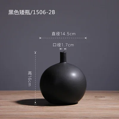 Nordic modern black and white ceramic hydroponic vase round ornament table flower Vases home decoration ornaments spherical - view 6