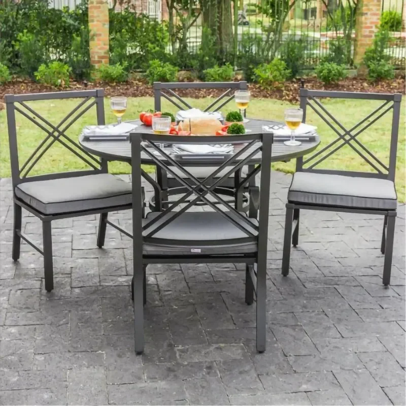 Cast Aluminum Outdoor Dining Set Waterproof Sunproof Patio Table and Chairs for Garden Balcony Courtyard Terrace Club