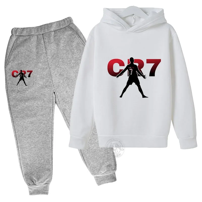 2024 Boys Spring and Autumn Football Idol CR7 clothing 2 hoodies + pantsuits Children 3-13 years old casual sportswear children\'