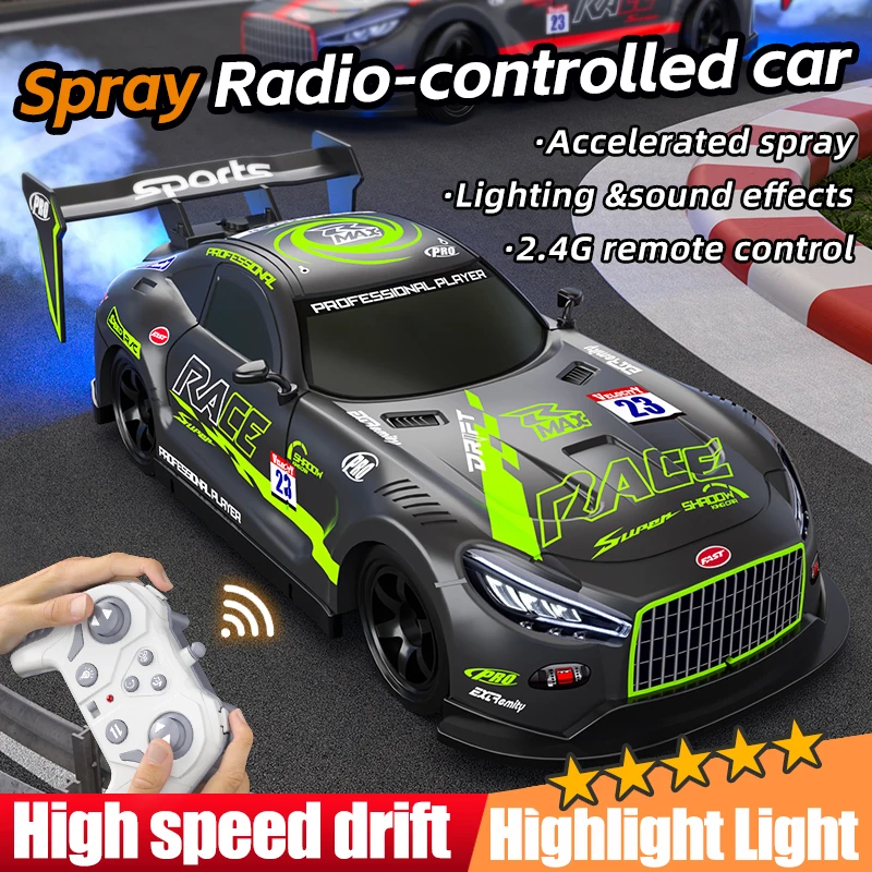 GTR 4WD 2.4G Mini RC Racing Car High Speed Off-Road Remote Control Drift Toys Spraying Alloy Vehicle for Children Kids Gift Toy