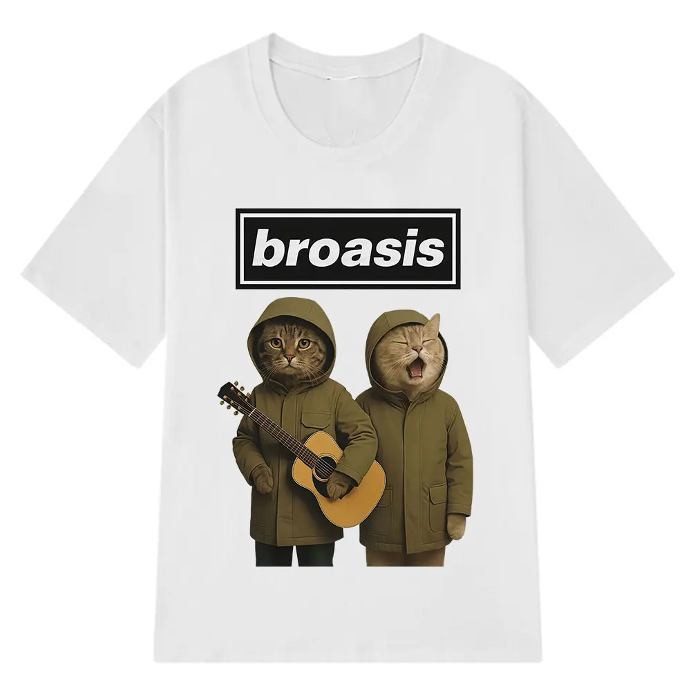 Camiseta de hombre con un divertido estampado de gatos, estilo hip-hop, manga corta, corte holgado informal, estilo urbano.