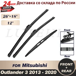 Juego de escobillas de limpiaparabrisas delanteras y traseras para Mitsubishi Outlander MK3, 2013-2020, 2014, 2015, 2016, 2017, parabrisas de 26 