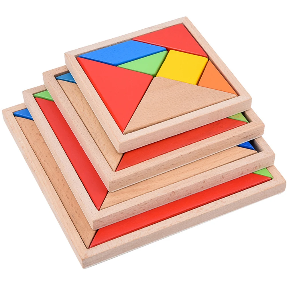 2er-Set, 2er-Set, buntes Holz-Tangram-Puzzle, pädagogisches Formerkennungsspielzeug, Lernspiel für Kleinkinder und Kinder
