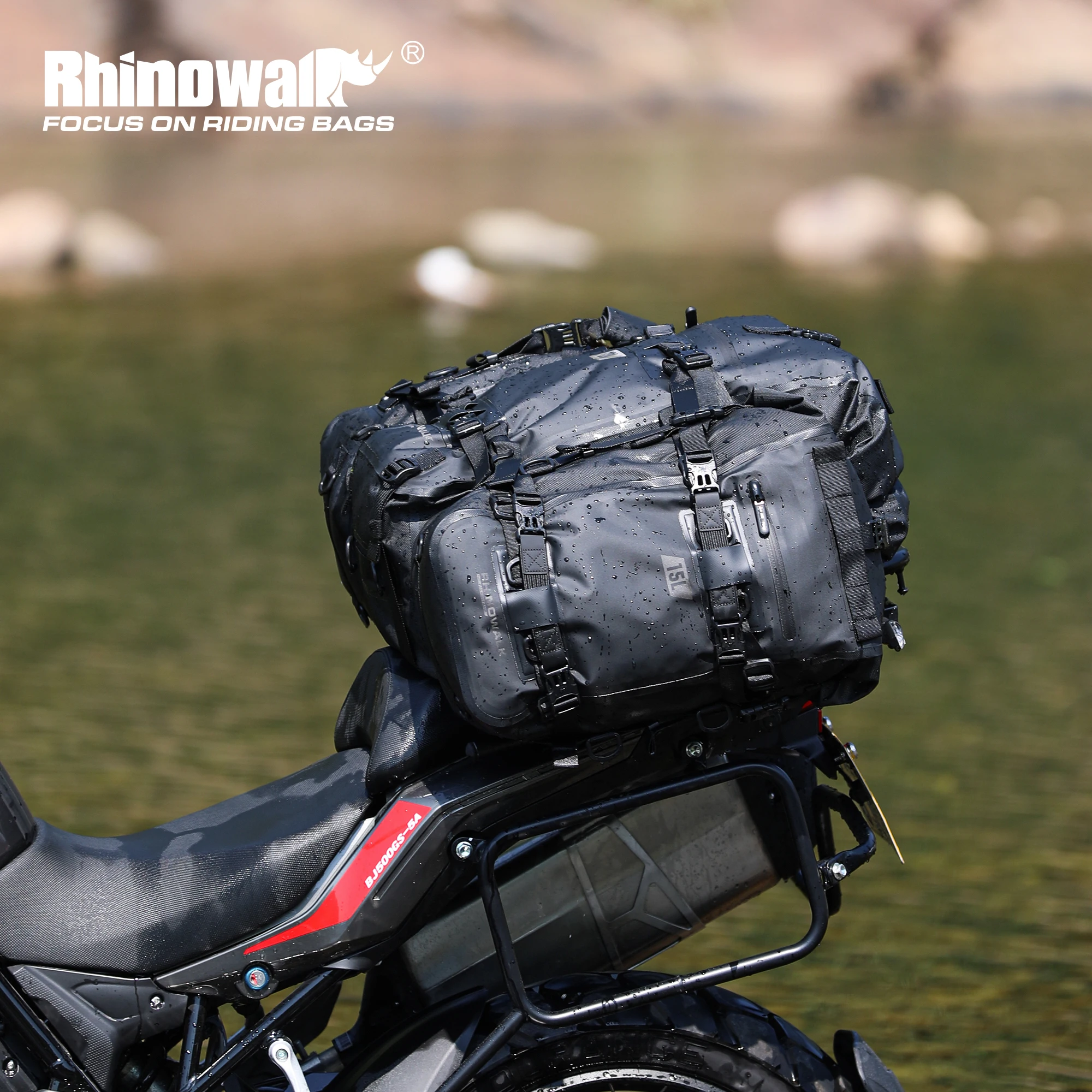 Rhinowalk Motorcycle Bag 100% Waterproof 15L Black Motorcycle Tail Bag Men Backpack Rear Luggage Bag for Motorcycle Travel Bag