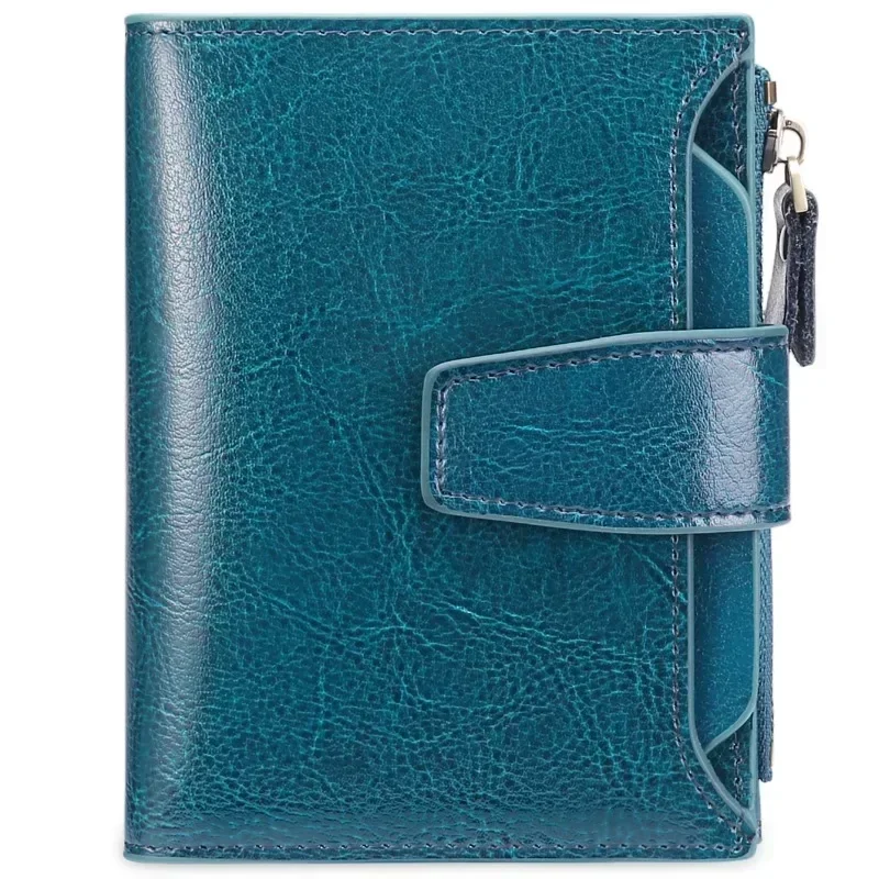 Portefeuille en cuir véritable pour femme, petit porte-monnaie court pour fille, porte-cartes pour femme