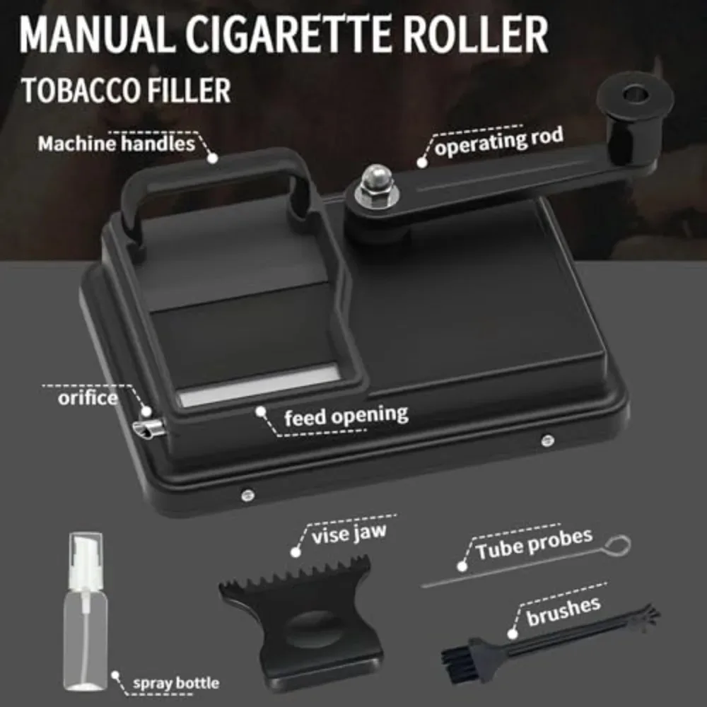 New Black 5.5/6.5/8mm tube double rail cigarette rolling machine aluminum alloy smoking tools hand cigarette rolling machine view 4